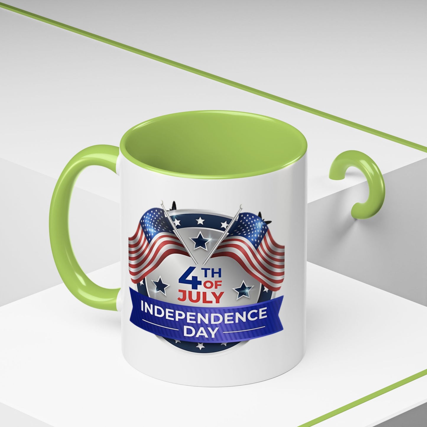 4th of July Independence Day Coffee Mug - Patriotic American Flag Accent