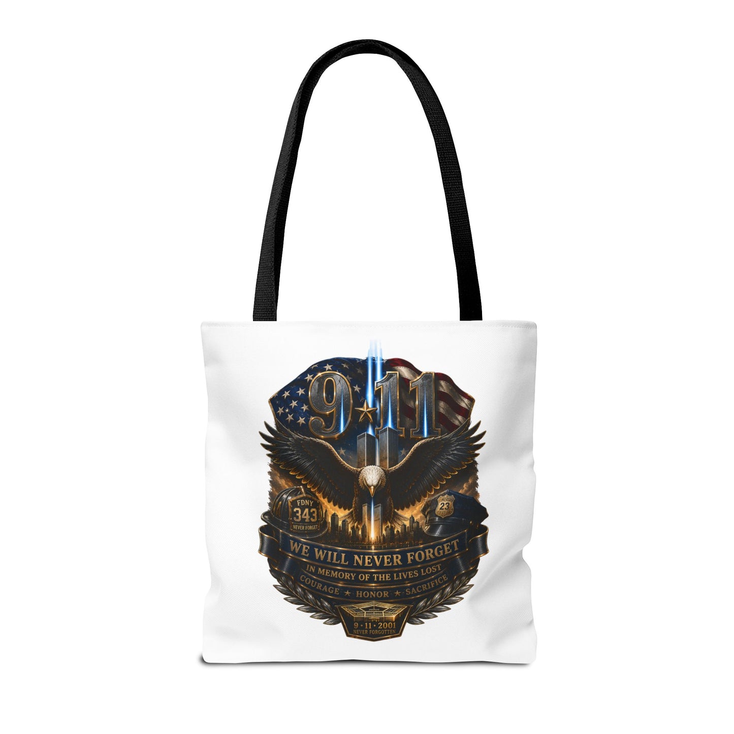 9/11 Memorial Eagle Tote Bag – Never Forget Tribute Tote