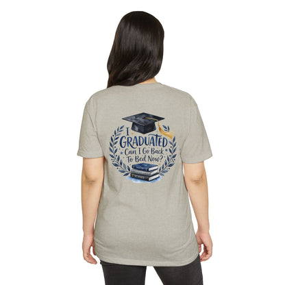 Graduation T-Shirt - "I Graduated, Can I Go Back to Bed Now?" Cap & Books Tee