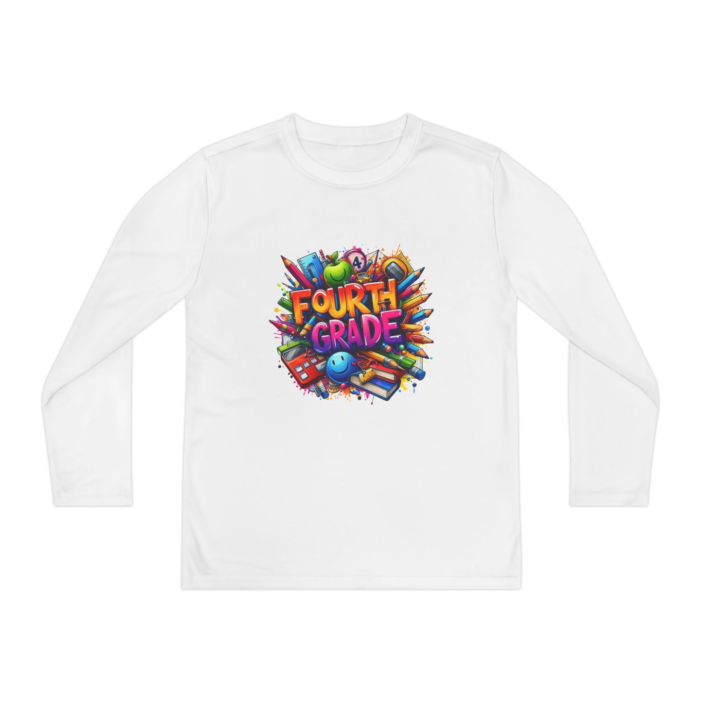 Fourth Grade Long Sleeve Tee — Colorful School Kids Shirt