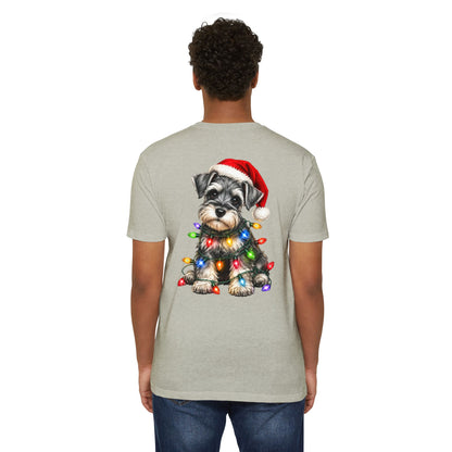 Schnauzer Puppy in Christmas Lights Tee
