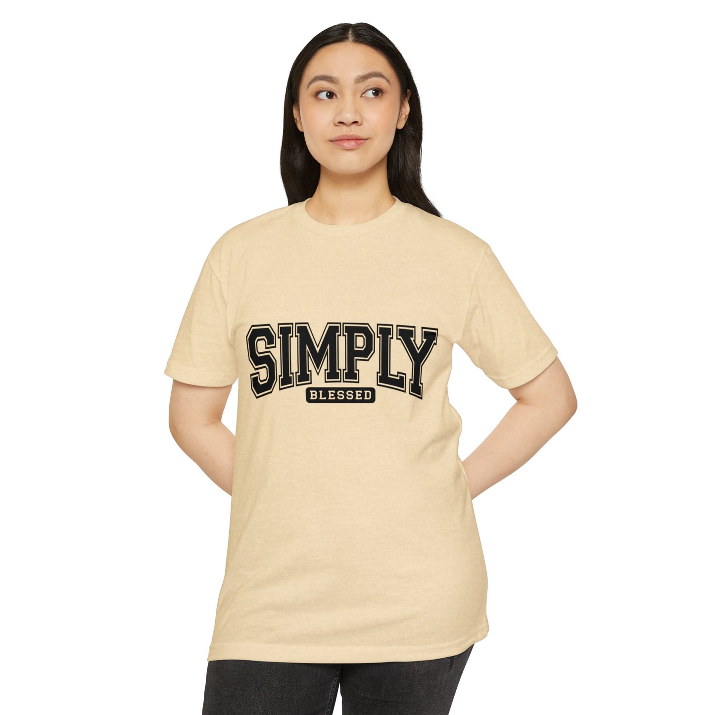 Simply Blessed T-Shirt — Vintage Collegiate Script Faith Tee