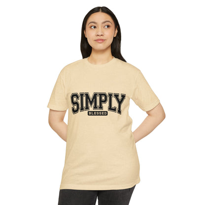 Simply Blessed T-Shirt — Vintage Collegiate Script Faith Tee
