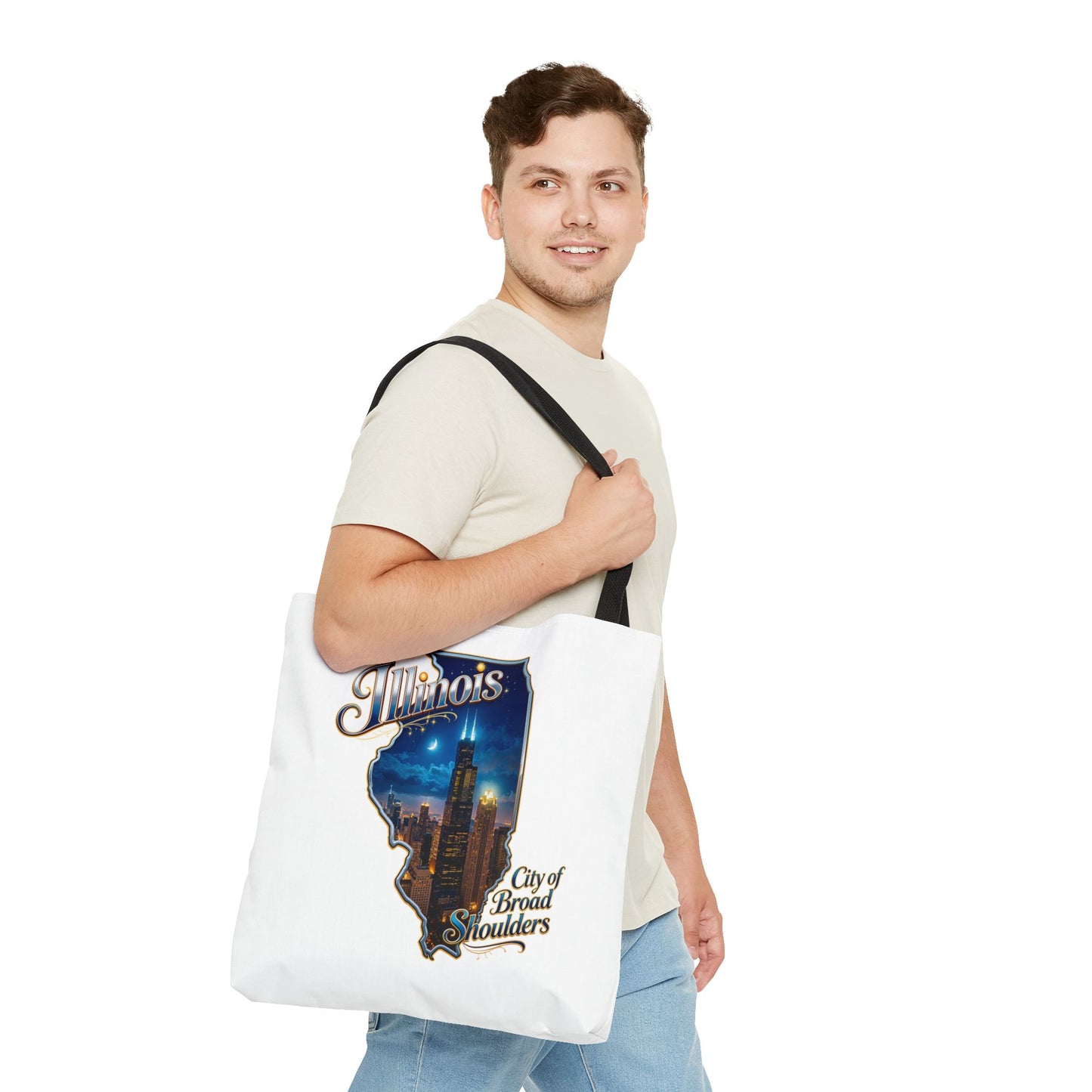 Illinois Skyline Tote Bag — "City of Broad Shoulders" Chicago Night Design