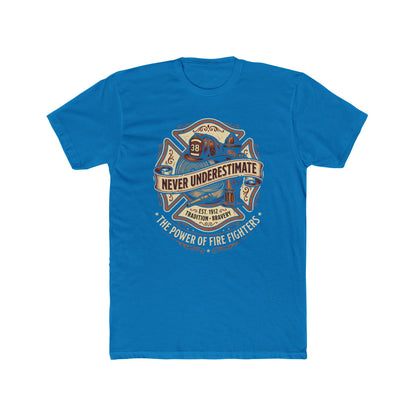 Firefighter Tee - "Never Underestimate" Vintage Firefighter Helmet Design