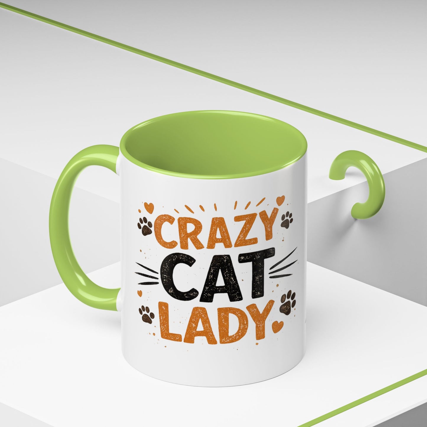 Cat Mug — "Crazy Cat Lady" Cute Kitten Accent Coffee Mug (11/15 oz)