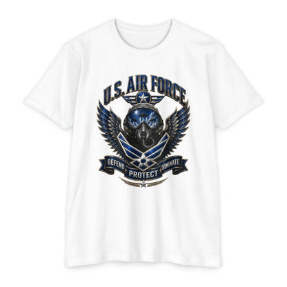 U.S. Air Force Skull Wings T-Shirt — Defend Protect Dominate Military Tee