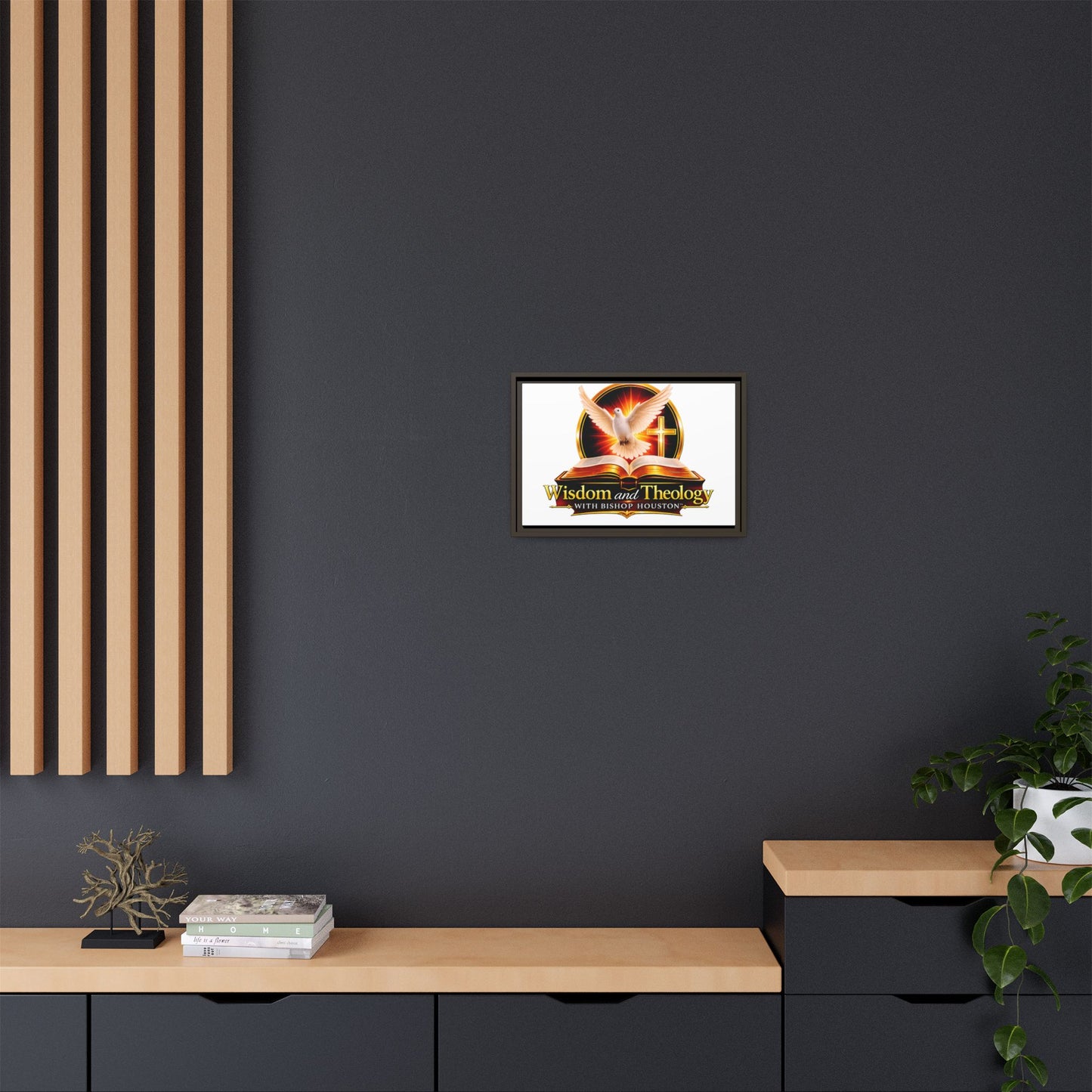 Framed Canvas Print — "Wisdom and Theology" Dove & Bible Wall Art