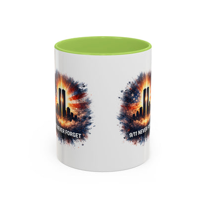 9/11 Never Forget Coffee Mug - Memorial Tribute Accent Mug (11/15oz)