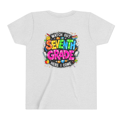 Seventh Grade Kids T‑Shirt — "Watch Out Seventh Grade Here I Come" Back‑to‑School Tee