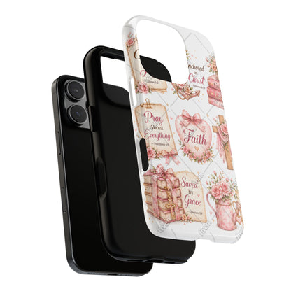 Faith Floral Phone Case – Christian Inspirational Scripture iPhone Cover (Choose Joy, Pray, Faith)