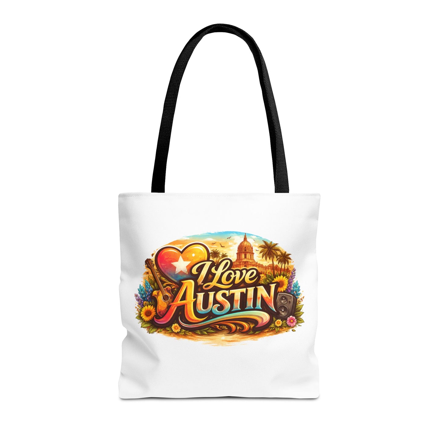 I Love Austin Tote Bag — Retro Cityscape Cotton Shopper