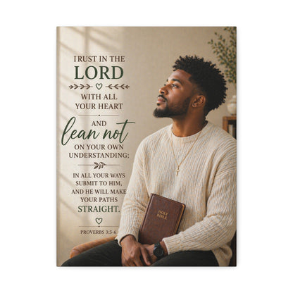 Stretched Canvas — "Trust in the Lord" Inspirational Bible Verse Wall Art (Proverbs 3:5-6)