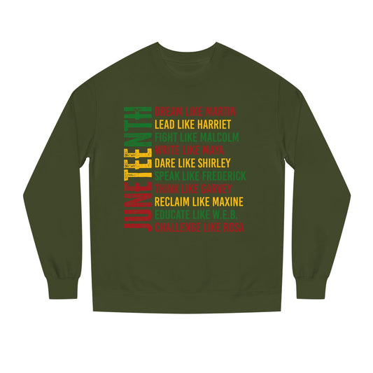 Juneteenth Icons Sweatshirt — "Lead Like Harriet, Fight Like Malcolm" Heritage Crewneck