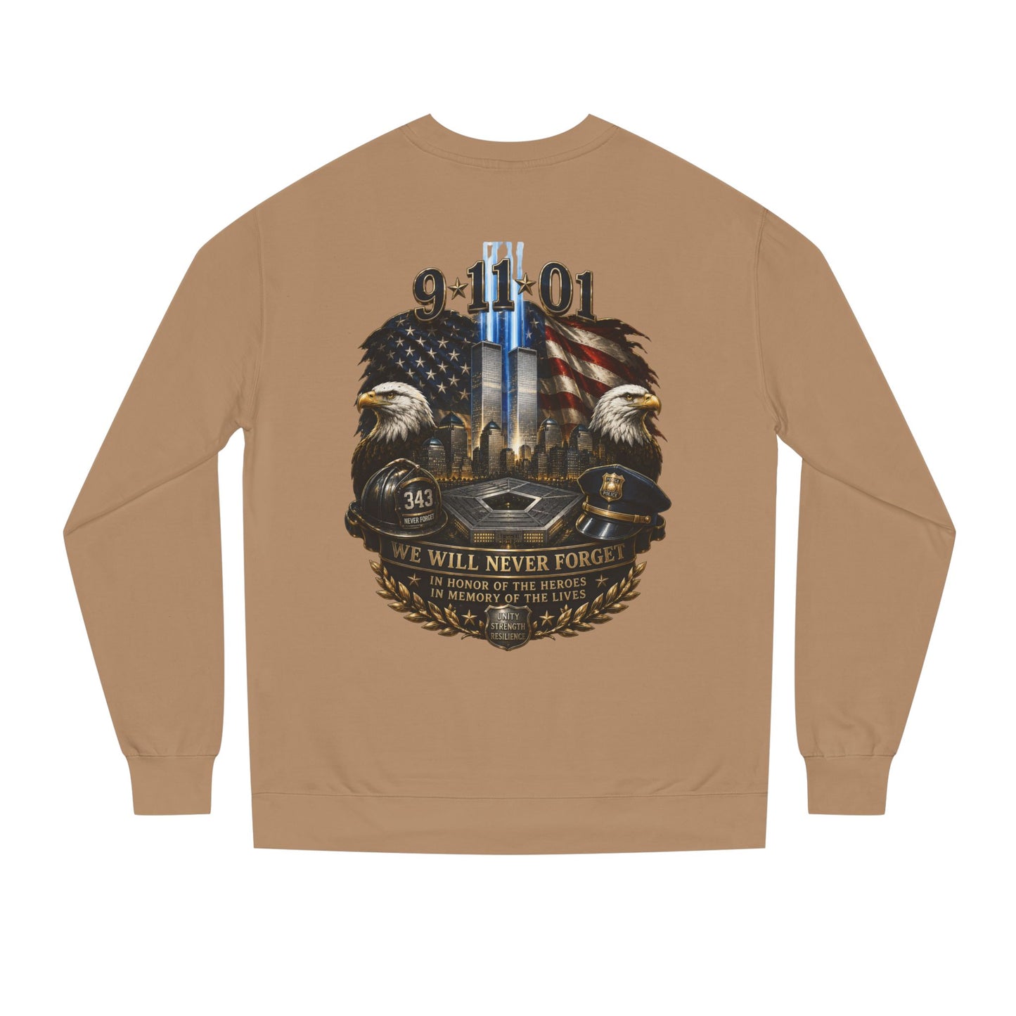 9/11 Memorial Sweatshirt — We Will Never Forget Tribute Crewneck