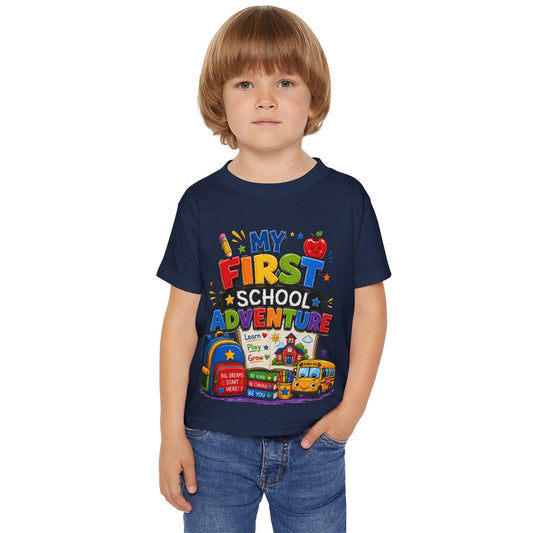 Toddler T‑Shirt — "My First School Adventure" Back‑to‑School Kids Tee