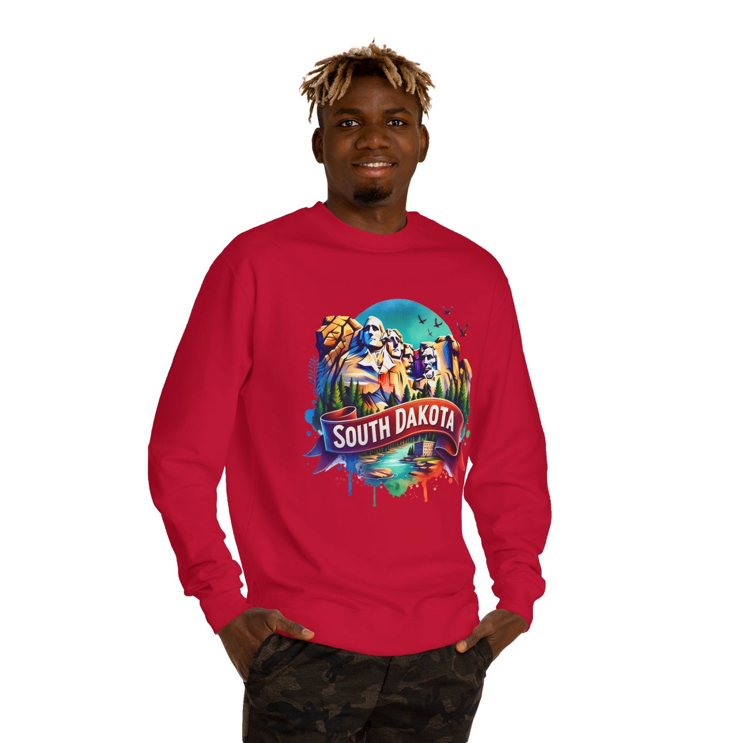 South Dakota Mount Rushmore Sweatshirt - Colorful State Pride Crewneck