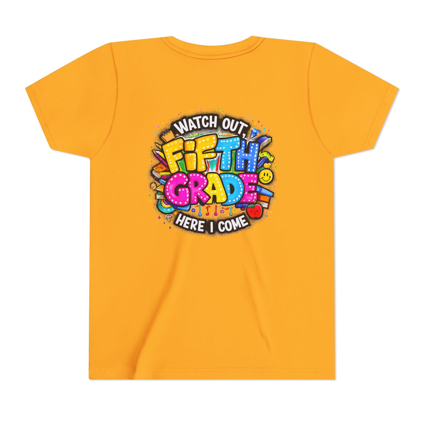 Fifth Grade T‑Shirt for Kids - "Watch Out Fifth Grade Here I Come" Back-to-School Tee