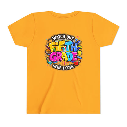 Fifth Grade T‑Shirt for Kids - "Watch Out Fifth Grade Here I Come" Back-to-School Tee