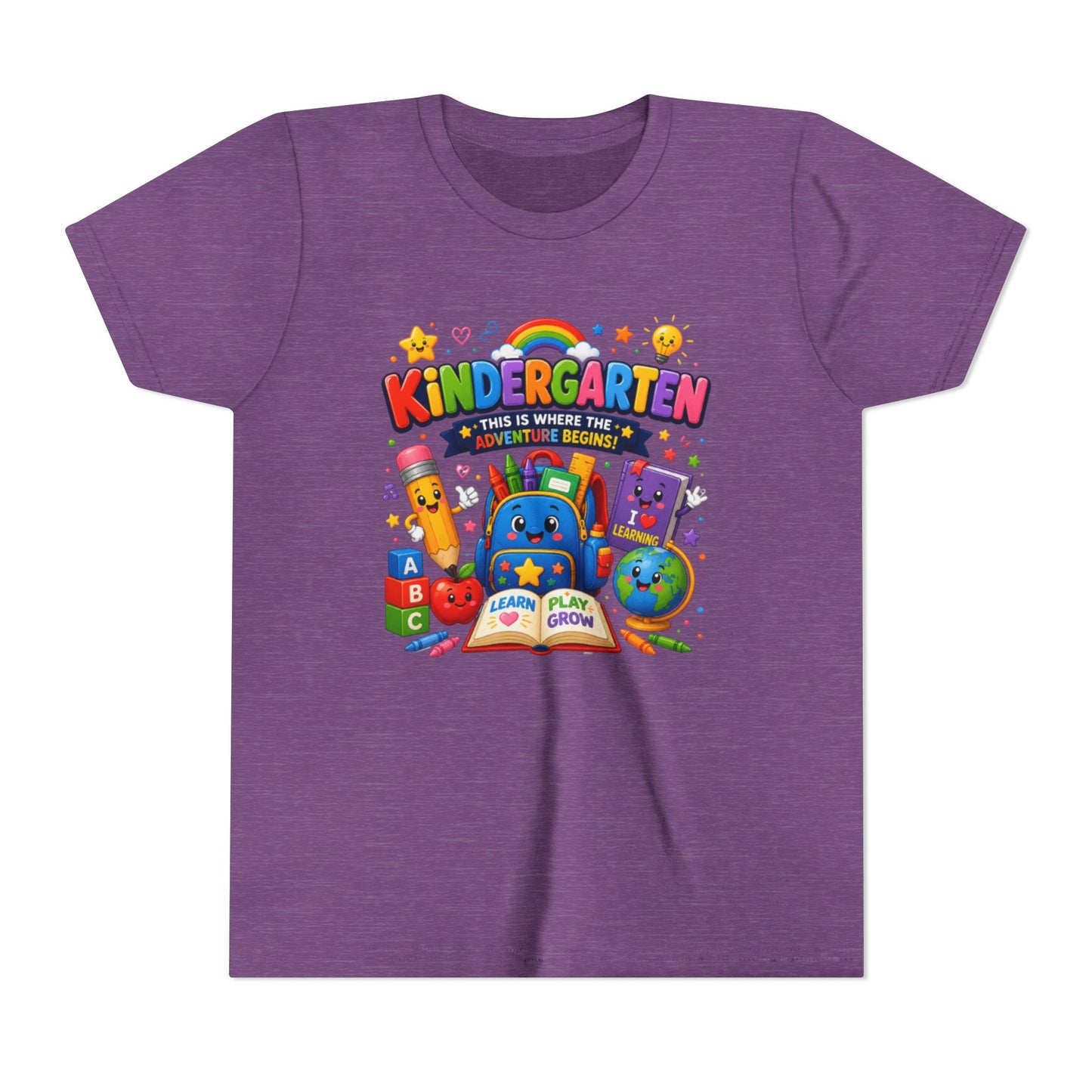 Kindergarten Kids T‑Shirt — 'Kindergarten: This Is Where the Fun Begins' Colorful Back-to-School Tee