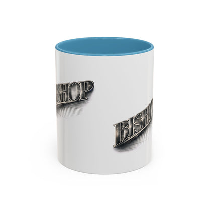 Vintage 'Bishop' Accent Coffee Mug — Retro Metallic Text Ceramic Mug (11/15oz)