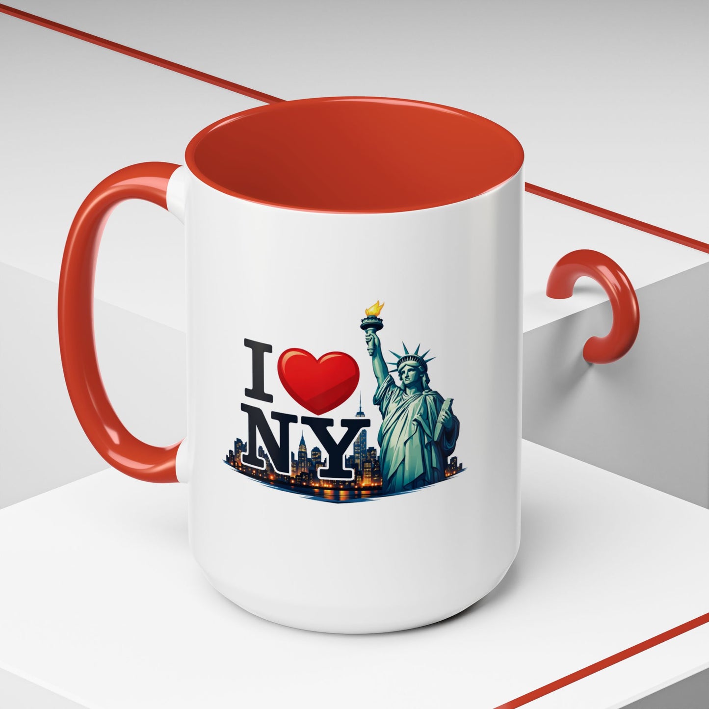 I  NY Statue of Liberty Accent Coffee Mug – New York City Souvenir (11/15 oz)