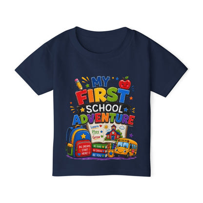Toddler T‑Shirt — "My First School Adventure" Back‑to‑School Kids Tee