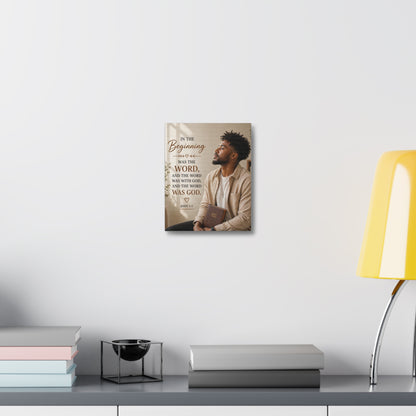 Stretched Canvas - John 1:1 Scripture Wall Art (In the Beginning)