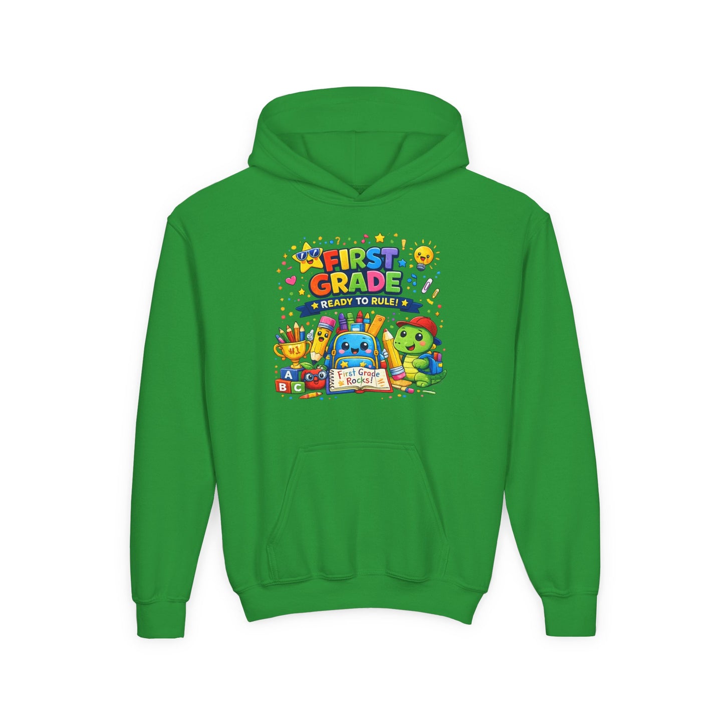 First Grade Hoodie - "First Grade Ready To Rule" Kids Back-to-School Sweatshirt
