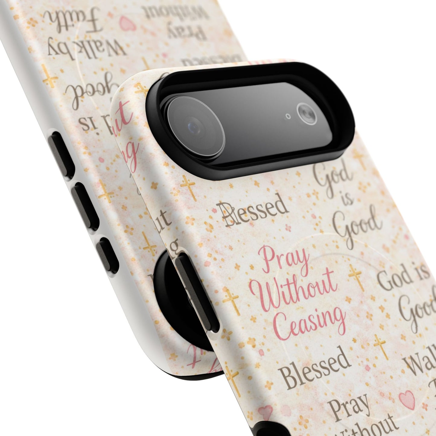 Christian Faith Magnetic Phone Case — "Pray Without Ceasing" Patterned Tough Case