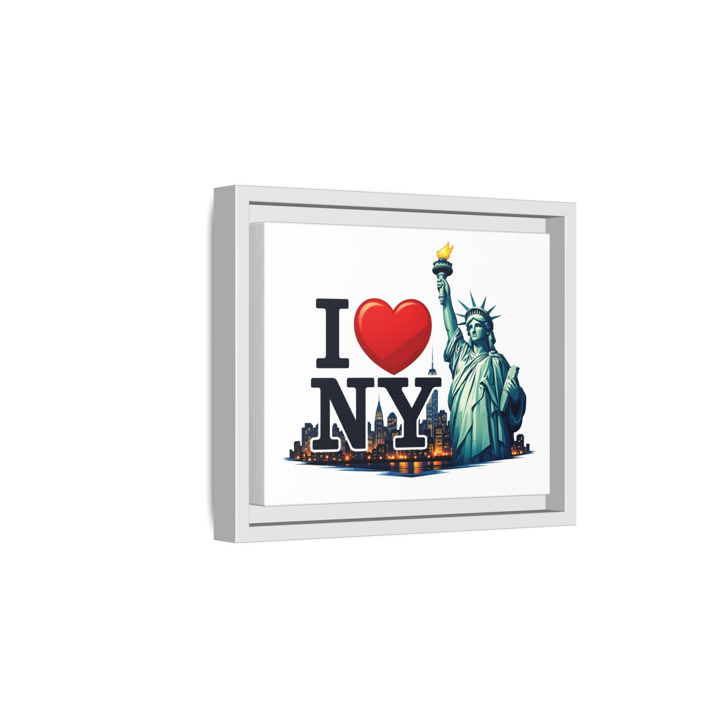 I Love NY Statue of Liberty Matte Framed Canvas