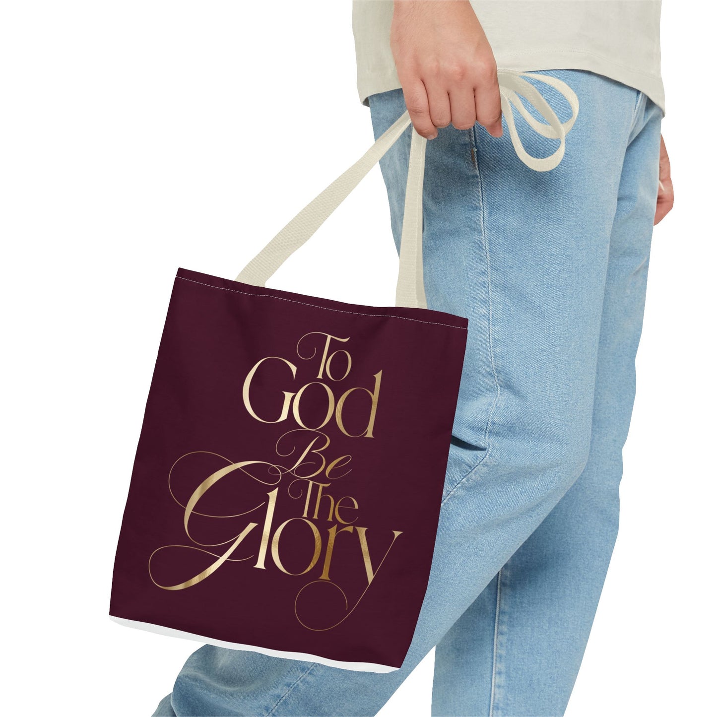 To God Be The Glory Burgundy Tote Bag — Inspirational Christian Scripture Tote