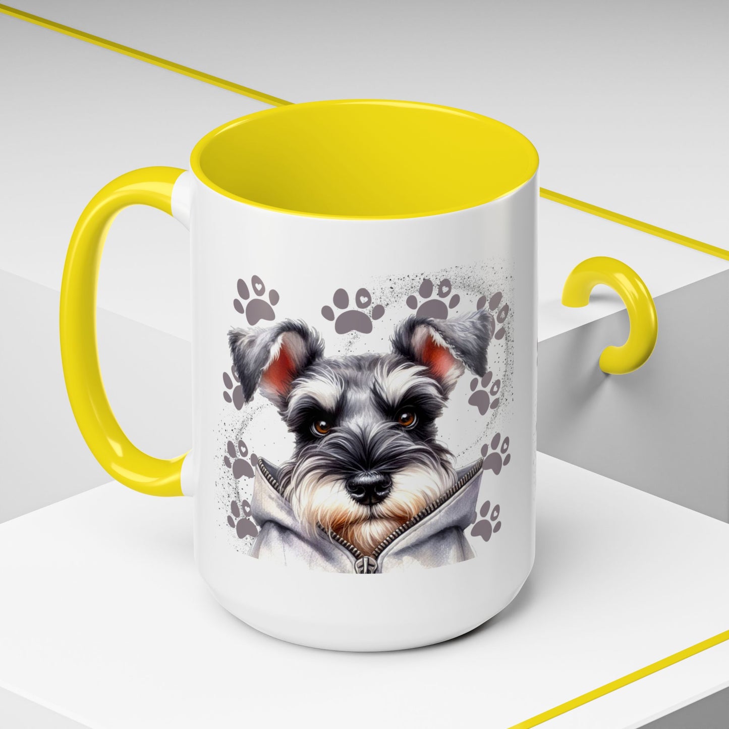 Schnauzer Paw Print Accent Coffee Mug (11/15oz)