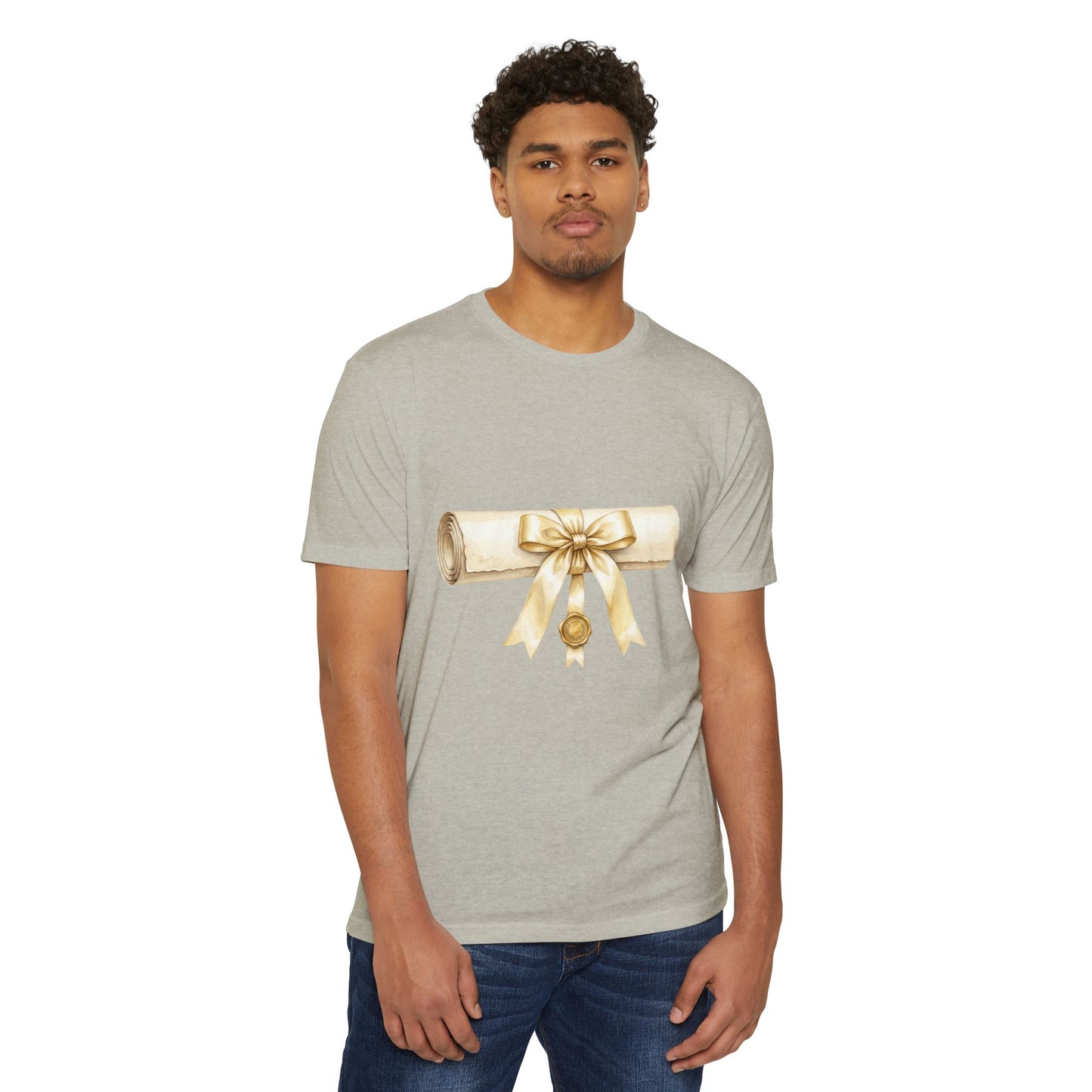 Graduation Scroll T-Shirt — Gold Ribbon Diploma Tee