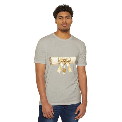 Graduation Scroll T-Shirt — Gold Ribbon Diploma Tee