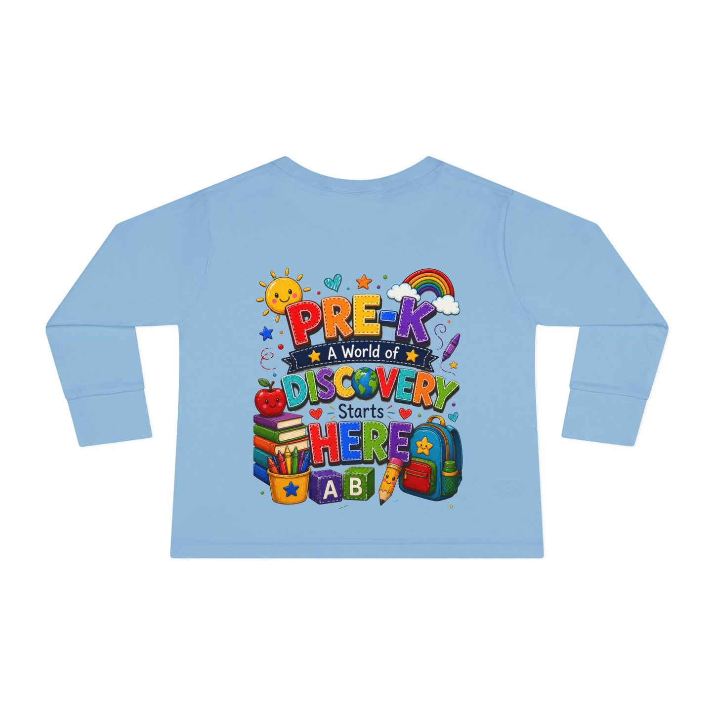 Pre-K Discovery Toddler Long Sleeve Tee – “A World of Discovery Starts Here”