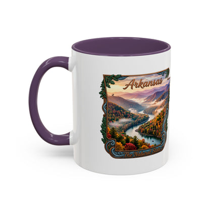 Arkansas Scenic Coffee Mug — Vintage State Map River Landscape (11/15 oz)
