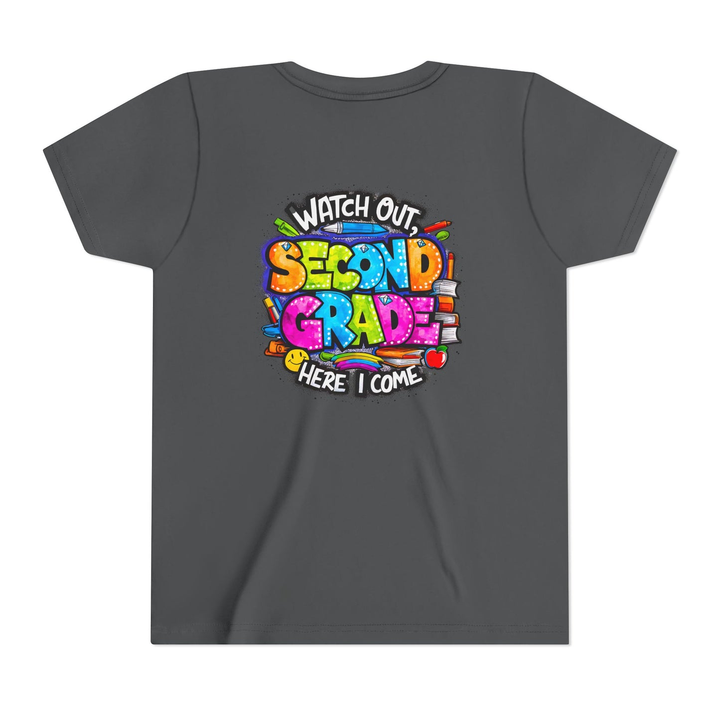 Second Grade Kids Tee - "Watch Out Second Grade Here I Come" Colorful Back-to-School Shirt