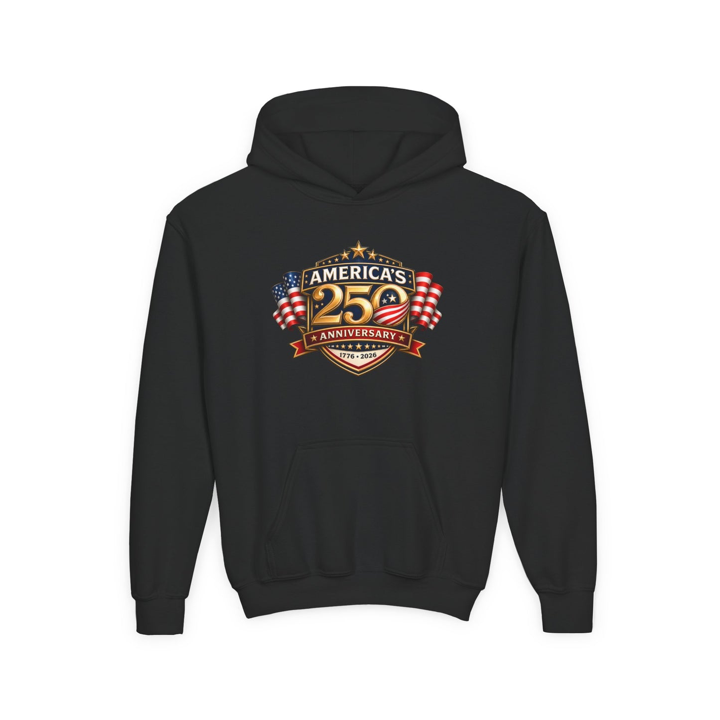 Youth Hoodie — "America's 250th Anniversary" Patriotic 1776-2026 Celebration Design