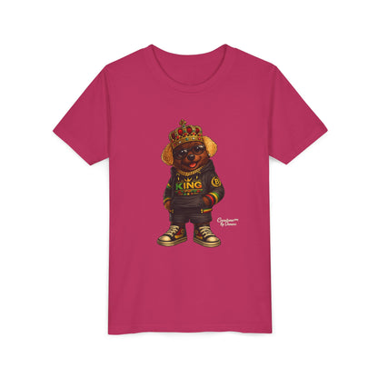 Youth Tee — 'Lil King' Crowned Bear Graphic Shirt
