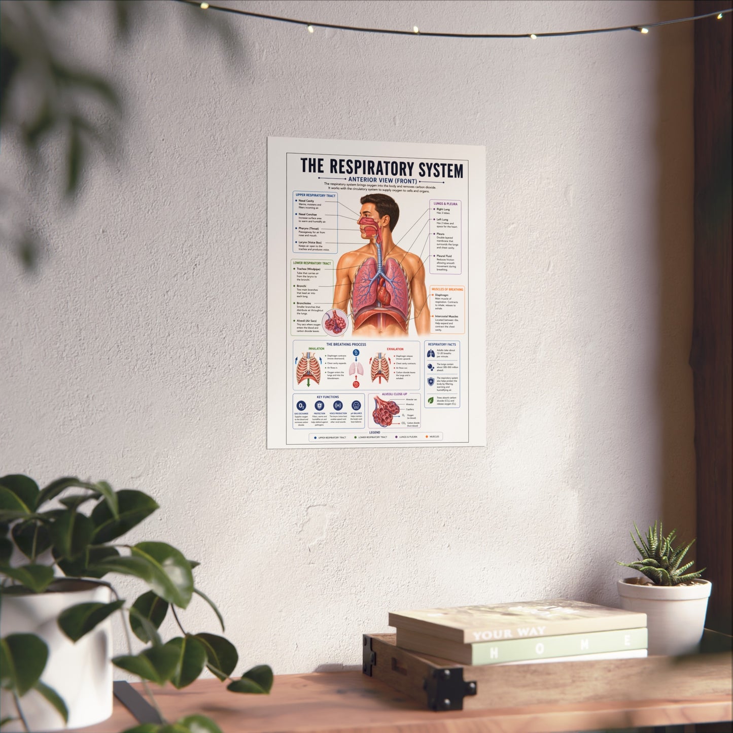 Respiratory System Anatomy Poster - Educational Fine Art Medical Print