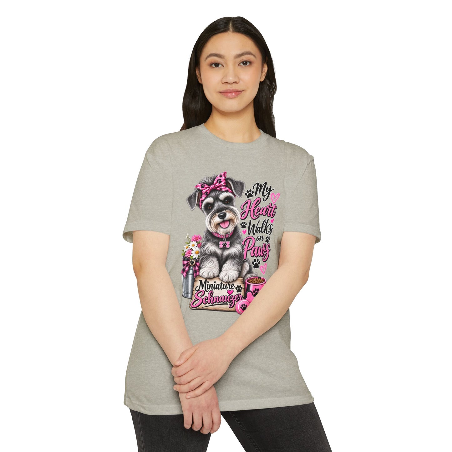 Miniature Schnauzer T-Shirt - "My Heart Walks on Paws" Cute Dog Tee