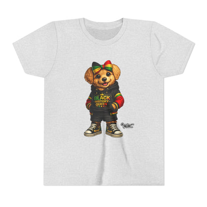 Youth Tee — Black History Queen Bear Graphic T-Shirt
