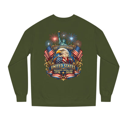 250th Anniversary United States Sweatshirt — Patriotic Eagle, Flags & Fireworks (1776–2026)