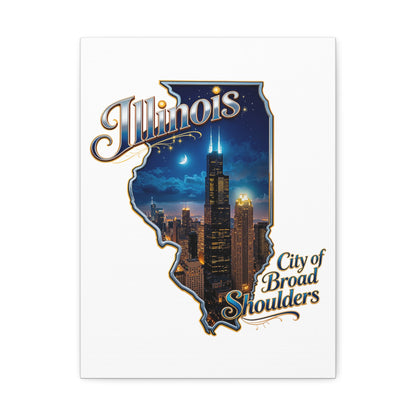 Illinois Canvas Wall Art — "City of Broad Shoulders" Chicago Skyline Stretched Canvas