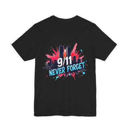 9/11 Never Forget T-Shirt — Patriotic Memorial Tee with Twin Towers Graphic