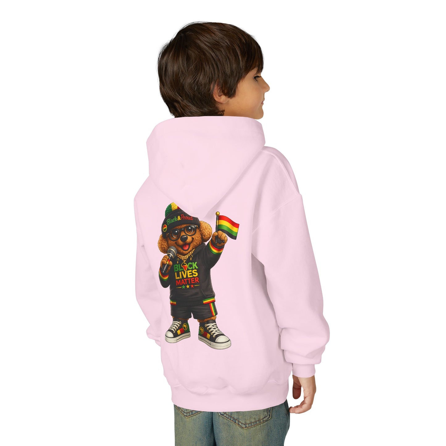 Youth Hoodie — Black Lives Matter Rasta Bear Kids Pullover