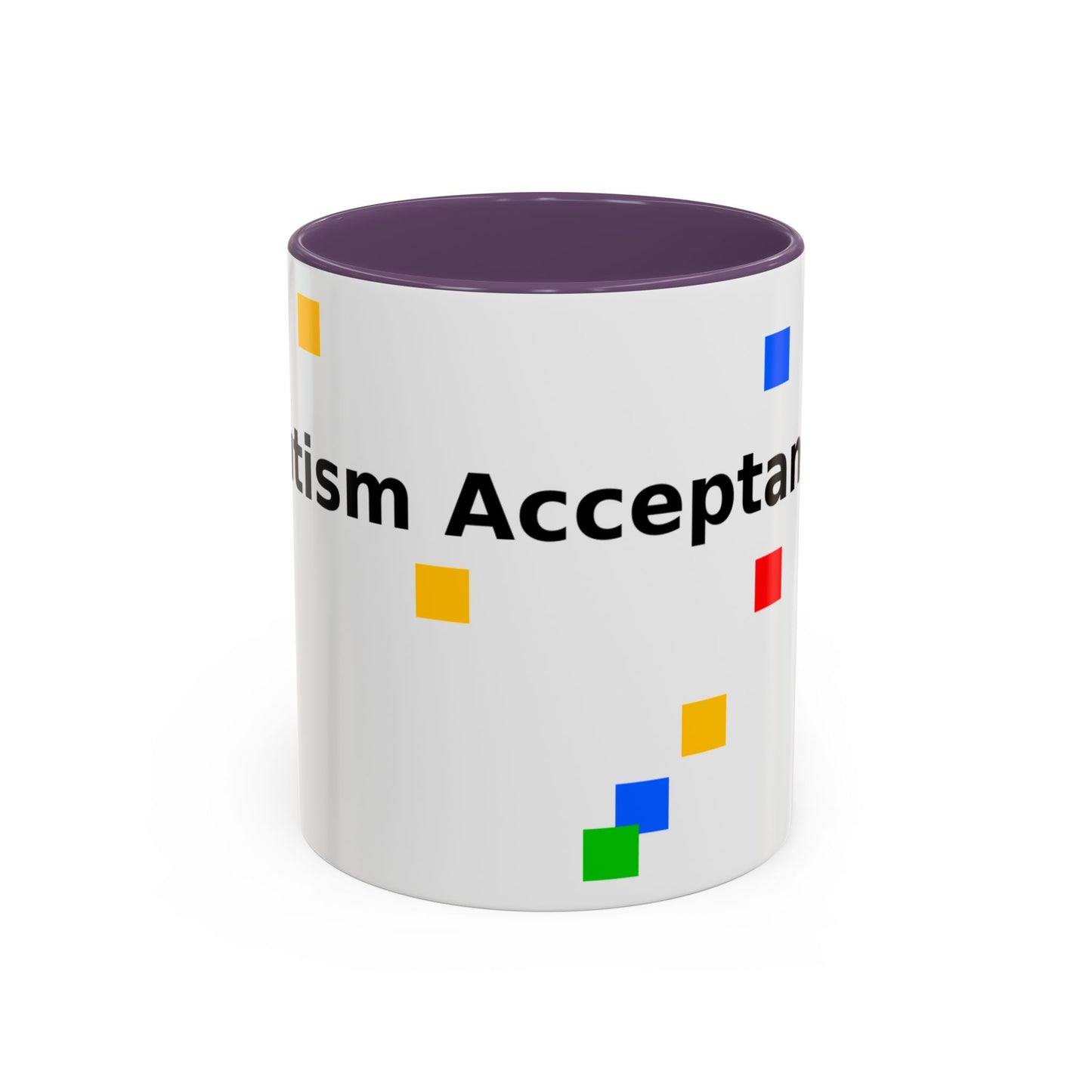 Autism Acceptance Accent Coffee Mug – Colorful Puzzle Square Design (11/15 oz)
