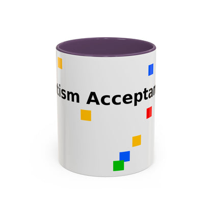Autism Acceptance Accent Coffee Mug – Colorful Puzzle Square Design (11/15 oz)