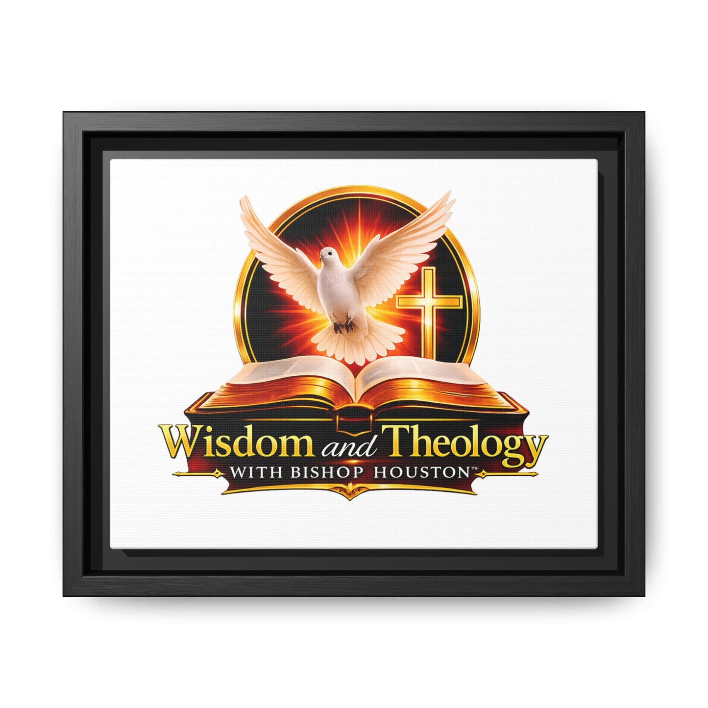 Framed Canvas Print — "Wisdom and Theology" Dove & Bible Wall Art